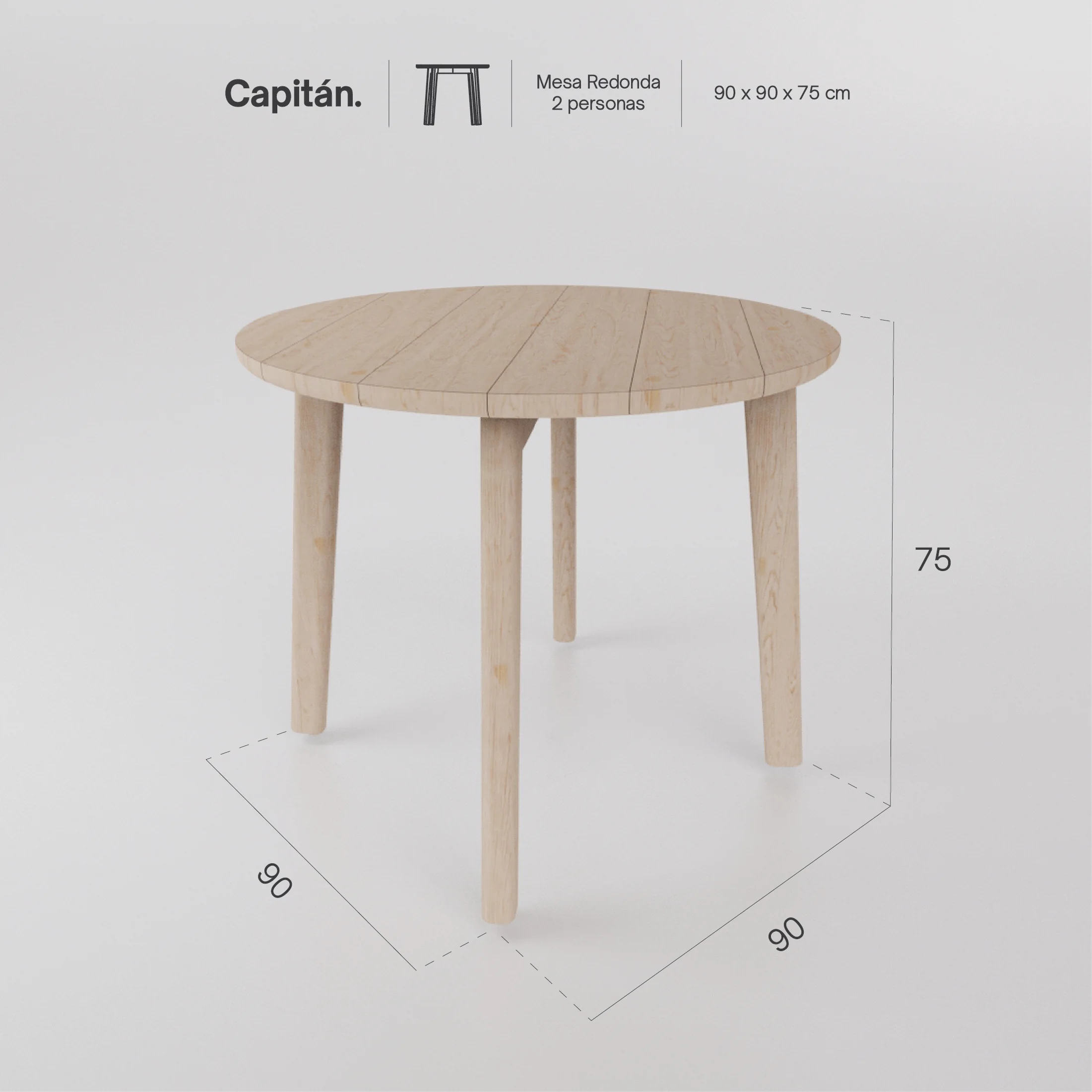 Mesa Capitán Redonda 2P