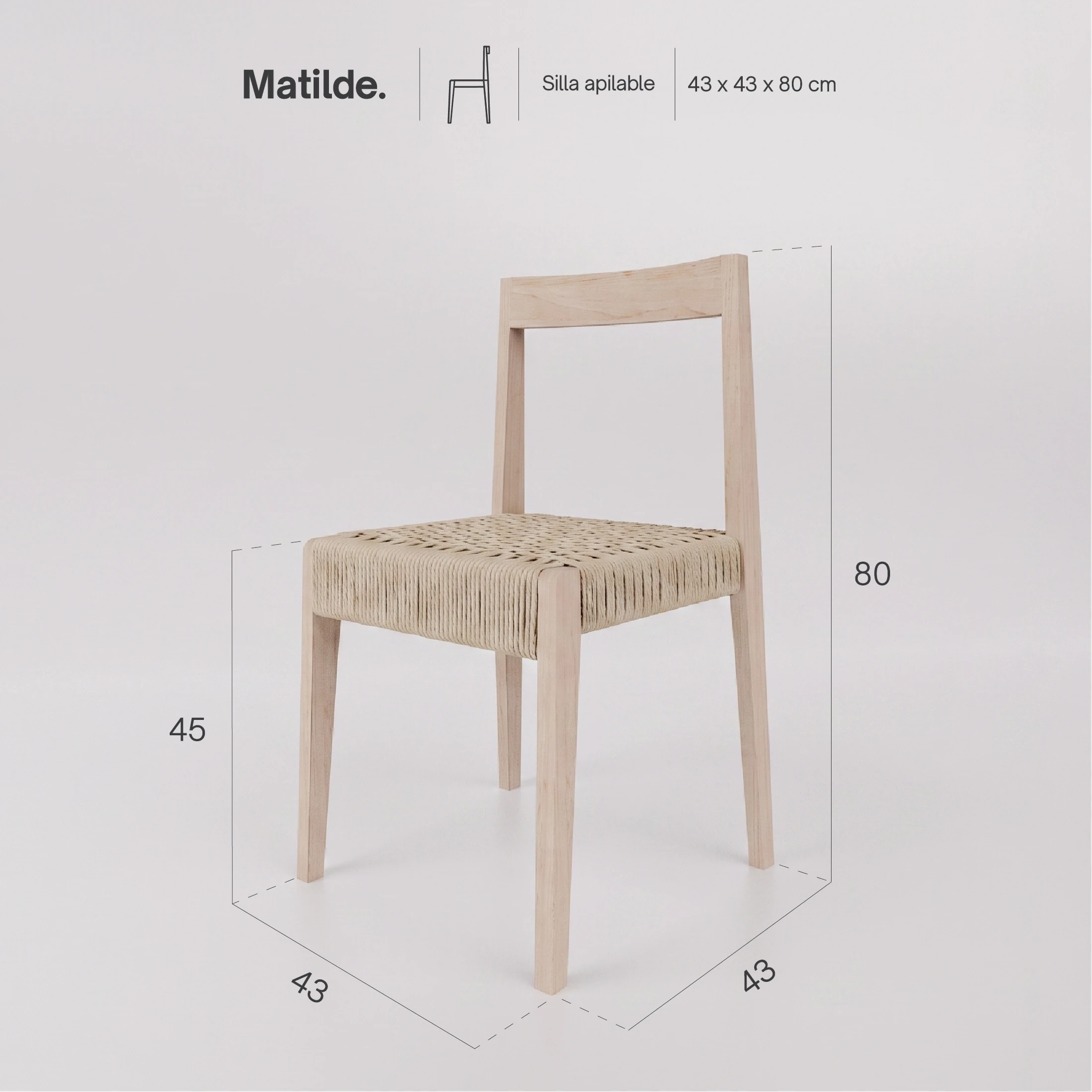 Silla Matilde asiento tejido.