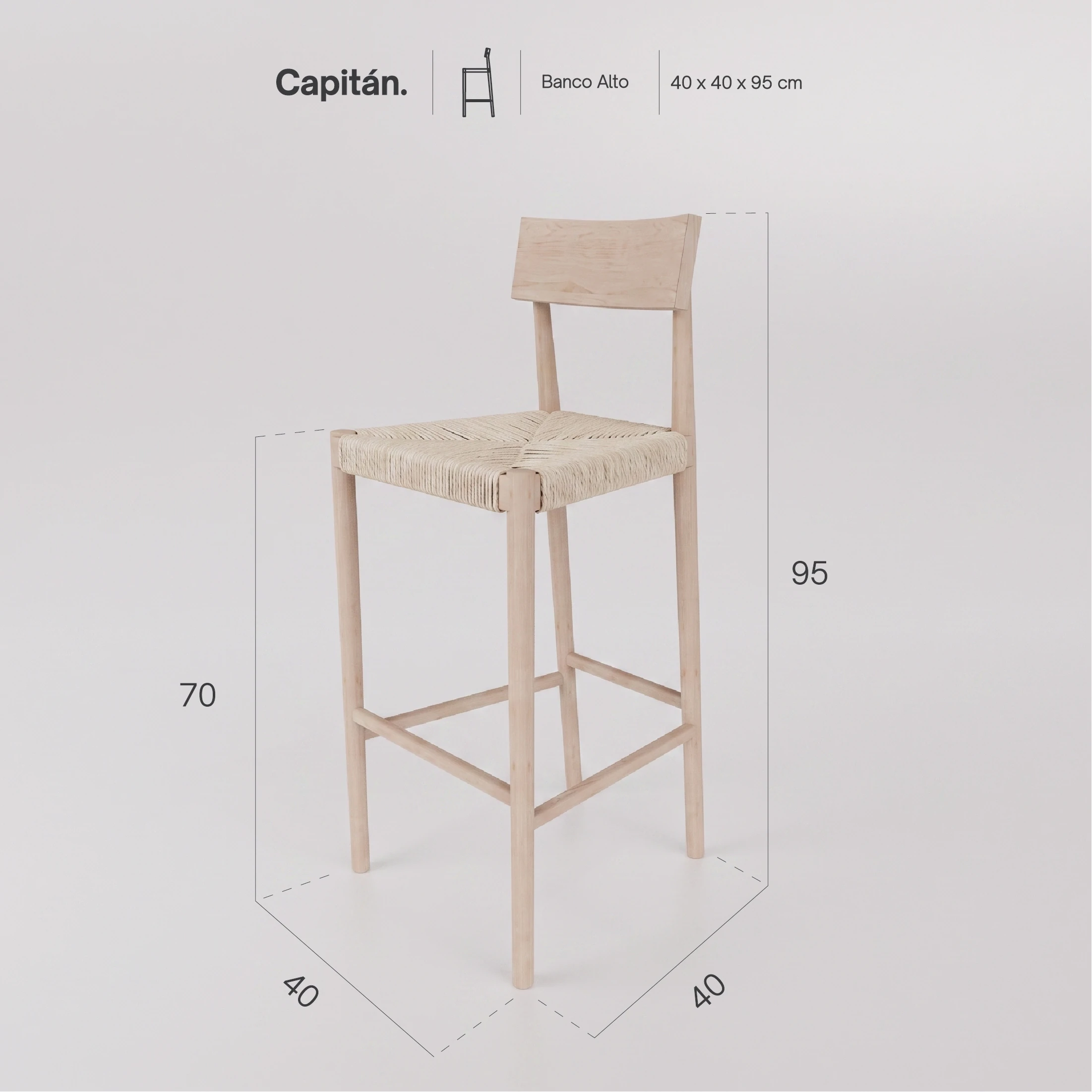 Banco Alto Capitán asiento tejido