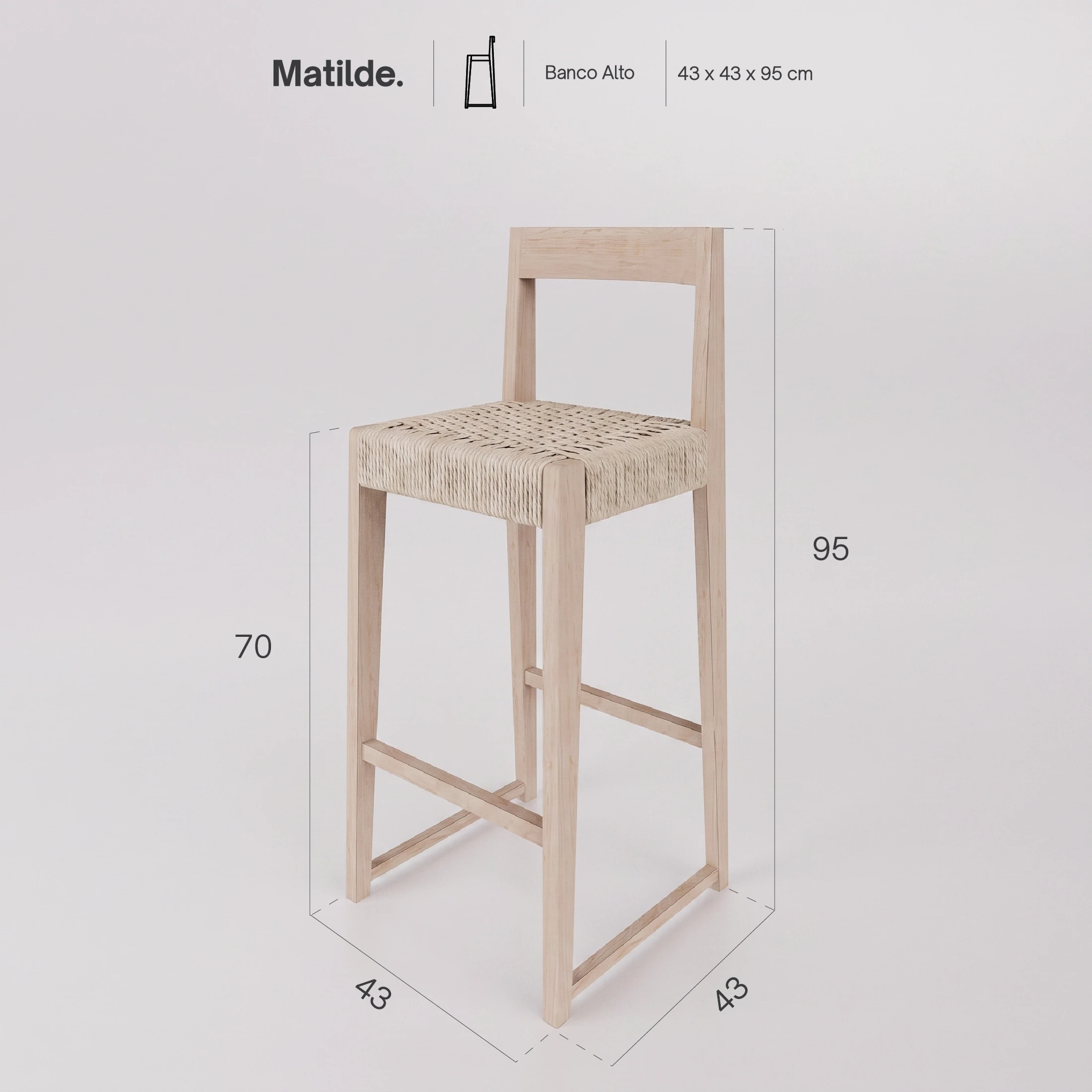 Banco Alto Matilde asiento tejido