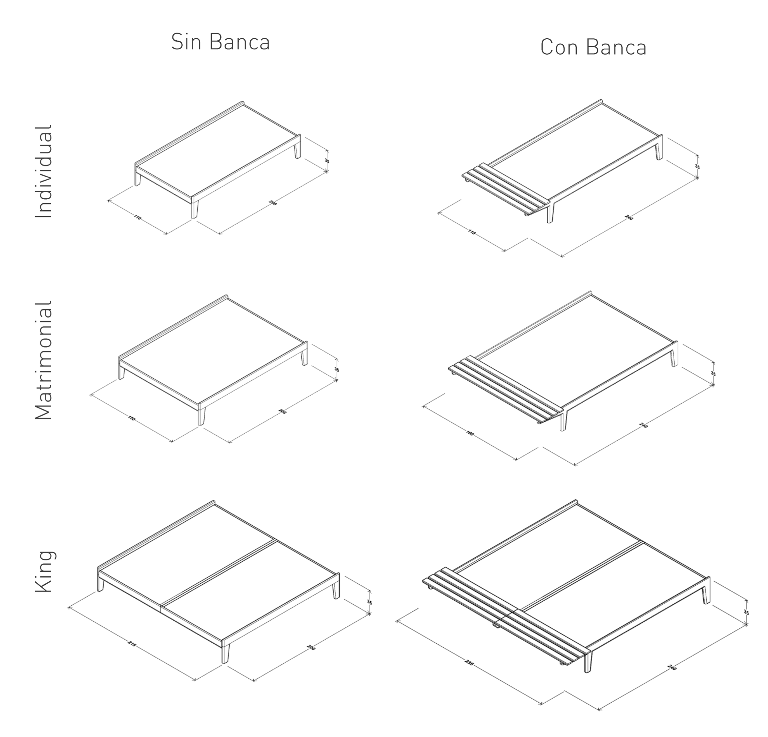 Cama Mérida King con banca