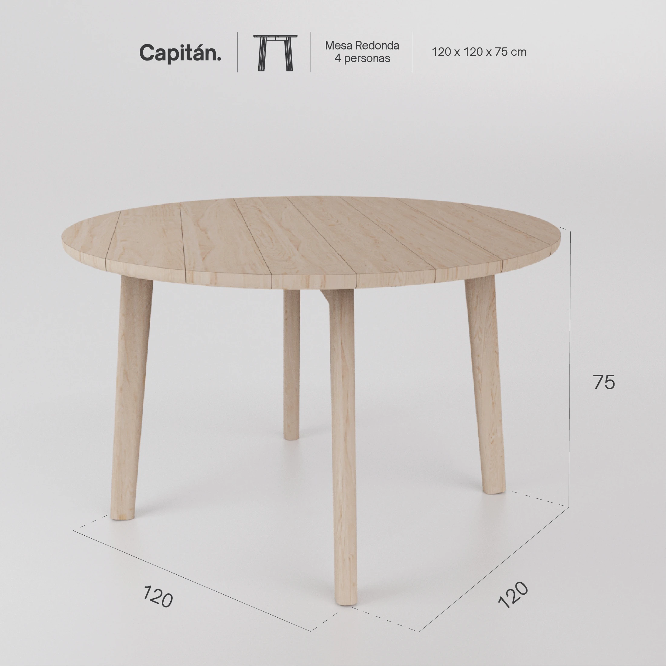 Mesa Capitán Redonda 6P
